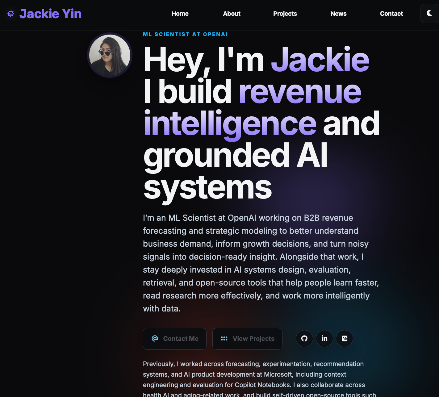 After redesign screenshot of personal website