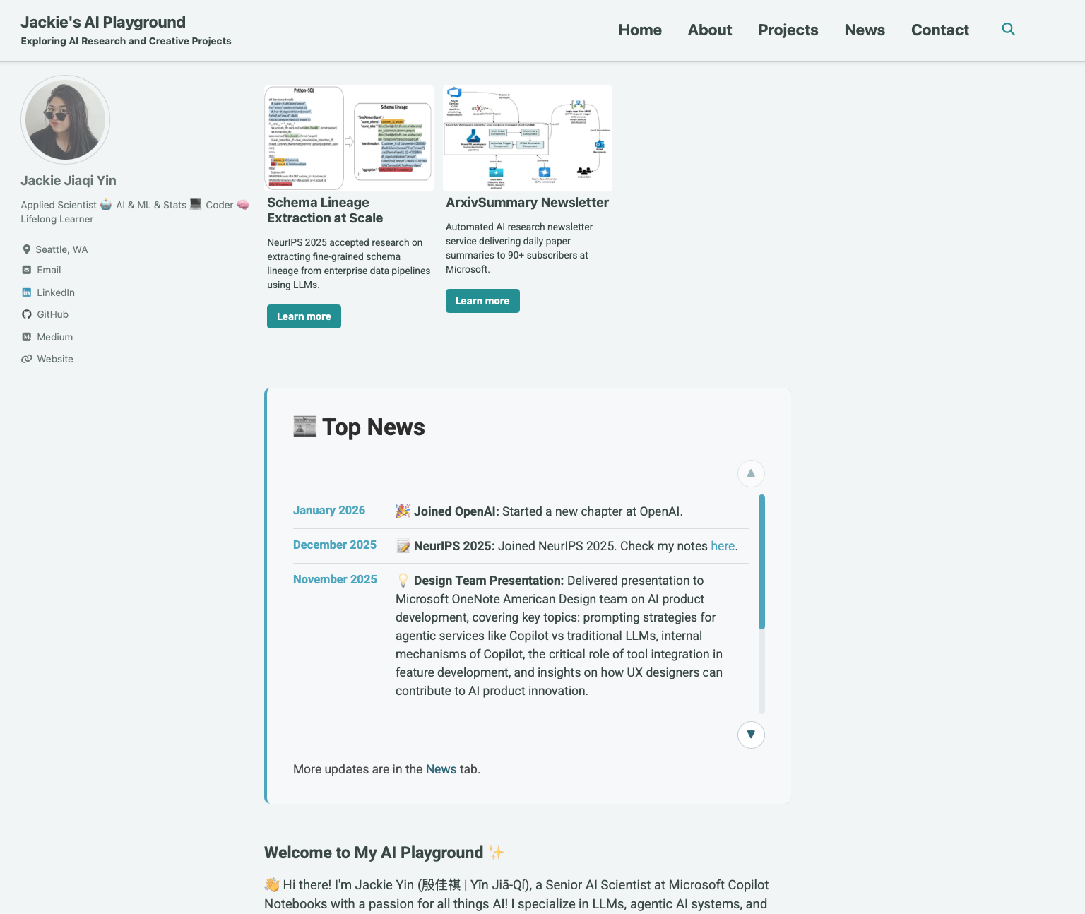 Before redesign screenshot of personal website