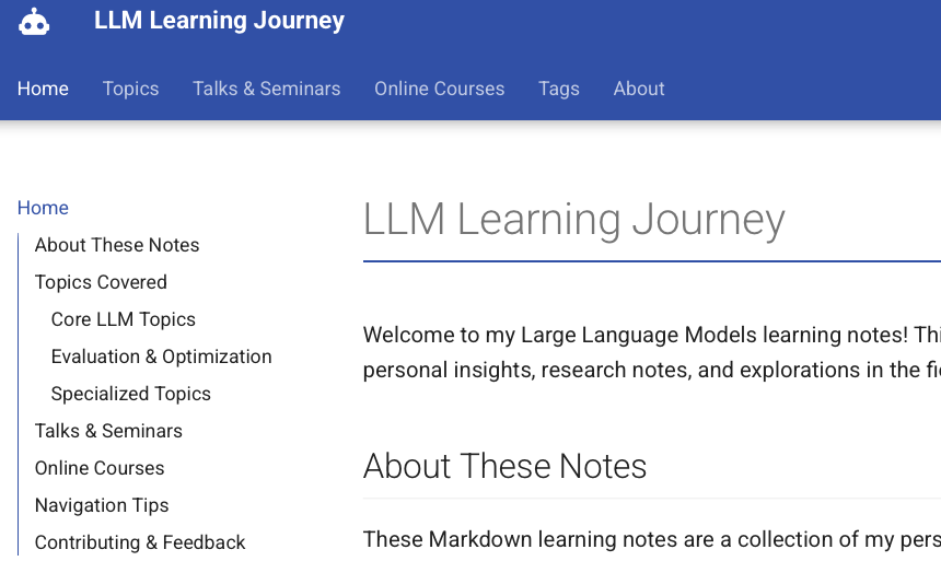 LLM Learning Journey site preview